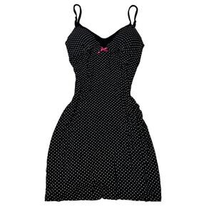 AV Vintage Baby Doll Fitted Waist Loose Flowy Bottom Polka Dot Dress Bow Size L